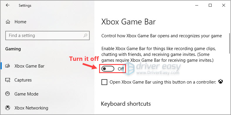 Turn off Xbox Game Bar