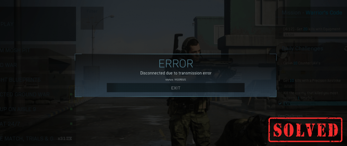 Modern Warfare disconnected due to transmission error how to fix