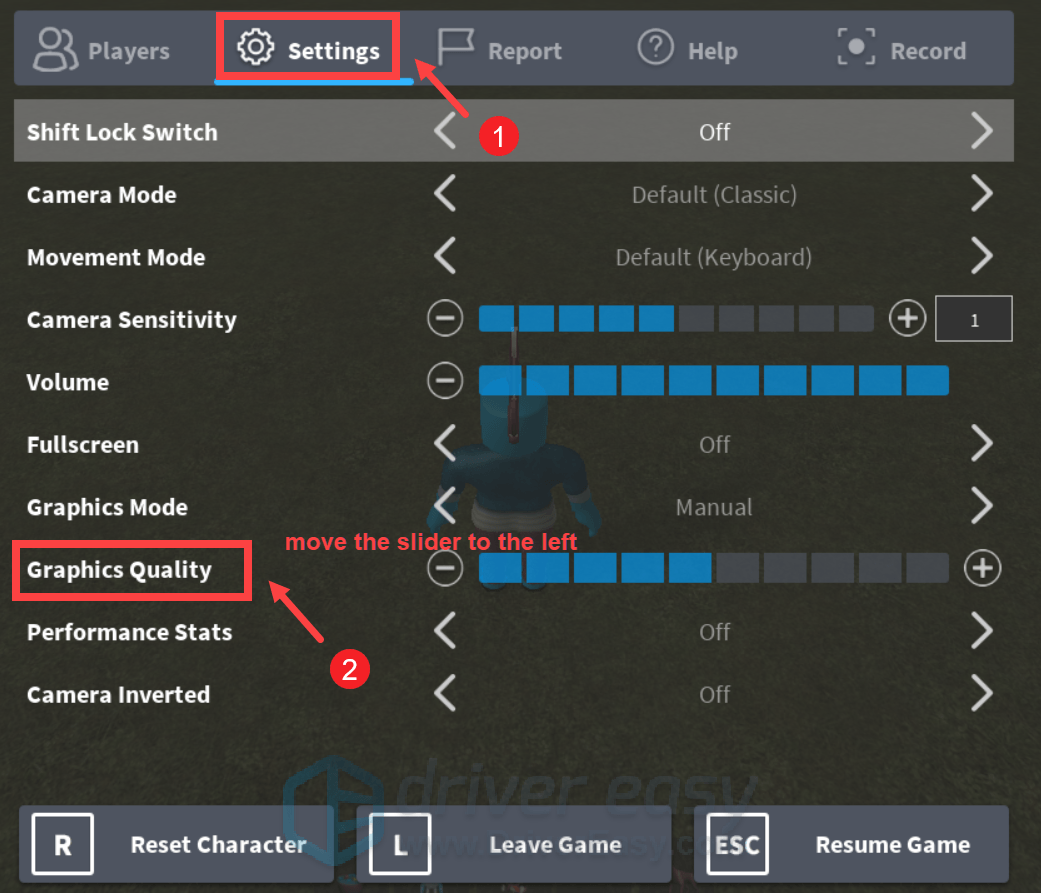 Roblox adjust graphics settings
