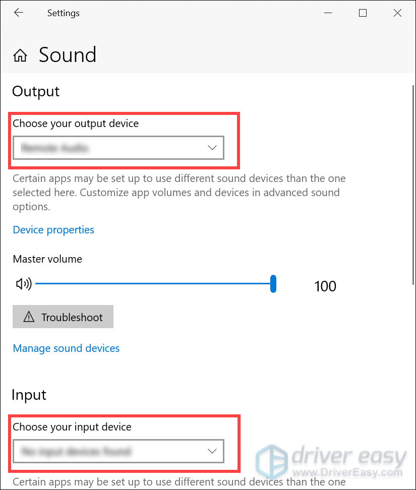 set input and output device correctly